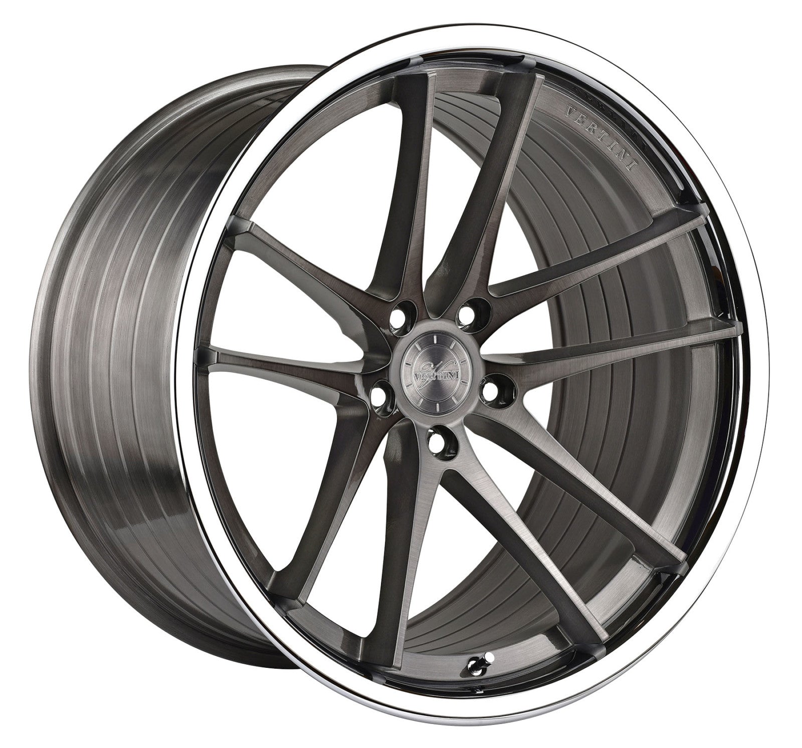 Vertini RFS1.5, Super Deep Concave Profile Profile, 20X11, 5x115, ET21, CB71.5, Brushed Titanium Chrome Lip - Image 1