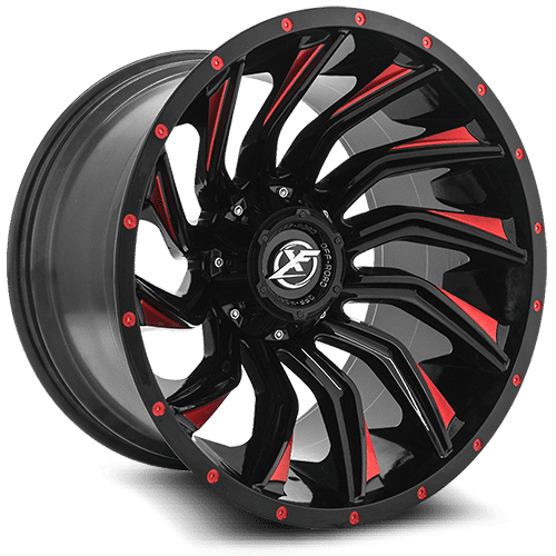 XF Offroad XF-224, 20x10, 5x127/5x139.7, ET-12, CB78.1, Gloss Black Red Milling