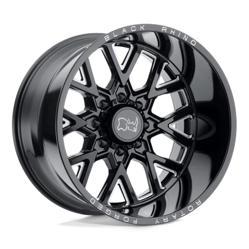 Black Rhino Hard Alloys GRIMLOCK, 20X9.5, 8X180, ET12, CB125.1, GLOSS BLACK & MILLED 2095GRM128180B25