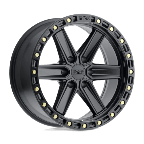 Black Rhino Hard Alloys HENDERSON, 20X9.5, 6X139.7, ET-18, CB112.1, MATTE BLACK W/ BRASS BOLTS 2095HDS-86140B12