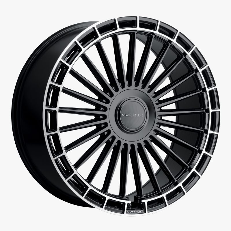 MV Forged MVF40, Semi Concave Profile, 22x9, 5x110 to 5x130, ET0 TO 35, CB66.6 to 84.1, Gloss Black Diamond Ring