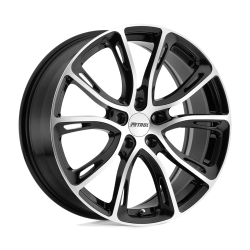 Petrol P5A, 19X8, 5X112, ET40, CB72.1, GLOSS BLACK W/ MACH CUT FACE