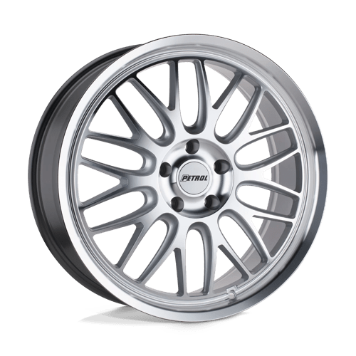 Petrol P4C, 20X8.5, 5X112, ET40, CB66.56, SILVER W/ MACHINED FACE & LIP