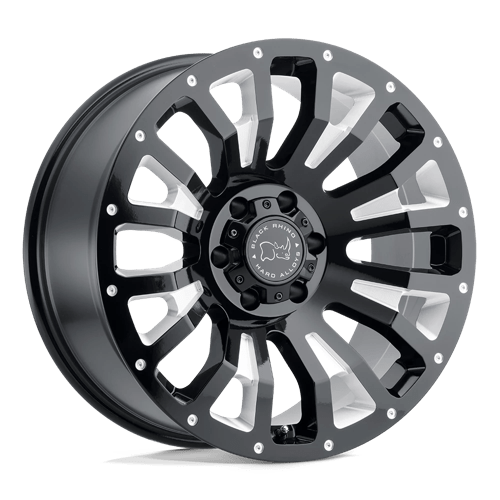 Black Rhino Hard Alloys PINATUBO, 20X12, 6X139.7, ET-44, CB112.1, GLOSS BLACK MILLED 2012PNT-46140B12