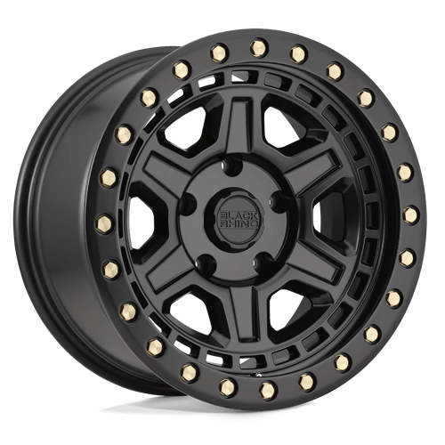 Black Rhino Hard Alloys RENO, 17X9, 6X139.7, ET-12, CB112.1, MATTE BLACK W/ BRASS BOLTS 1790REN-26140M12