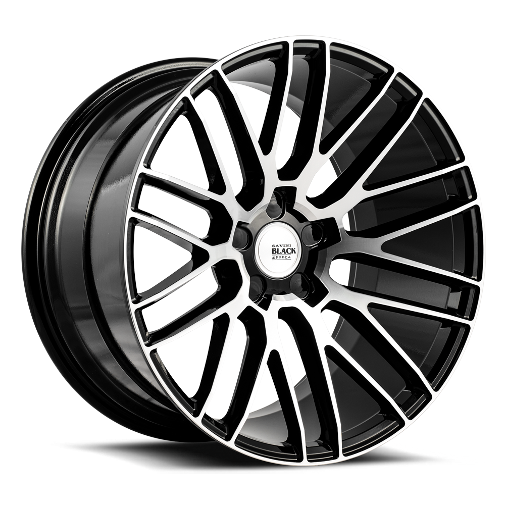 Savini BM13, 19x8.5, 5x100 to 5x132, ET15 to 50, CB57.1 to 84.1, Machined Black - BM13-19085000M1557