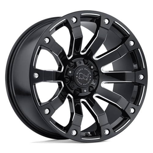 Black Rhino Hard Alloys SELKIRK, 20X10, 5X139.7, ET-12, CB78.1, GLOSS BLACK MILLED 2010SLK-25140B78