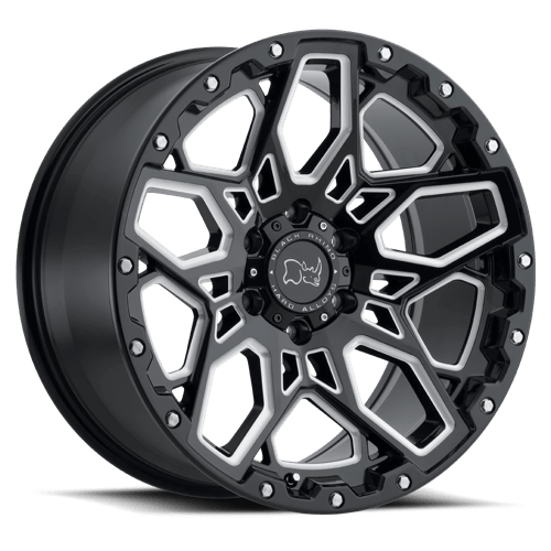 Black Rhino Hard Alloys SHRAPNEL, 20X9.5, 5X150, ET12, CB110.1, GLOSS BLACK W/ MILLED SPOKES 2095SHR125150B10