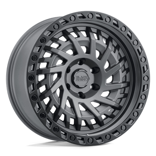 Black Rhino Hard Alloys SHREDDER, 17X9, 5X127, ET-18, CB71.5, MATTE GUNMETAL W/ BLACK RING 1790SHD-85127G71