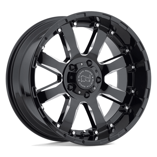 Black Rhino Hard Alloys SIERRA, 18X9, 6X120, ET12, CB67.06, GLOSS BLACK W/ MILLED SPOKES 1890SRA126120B67