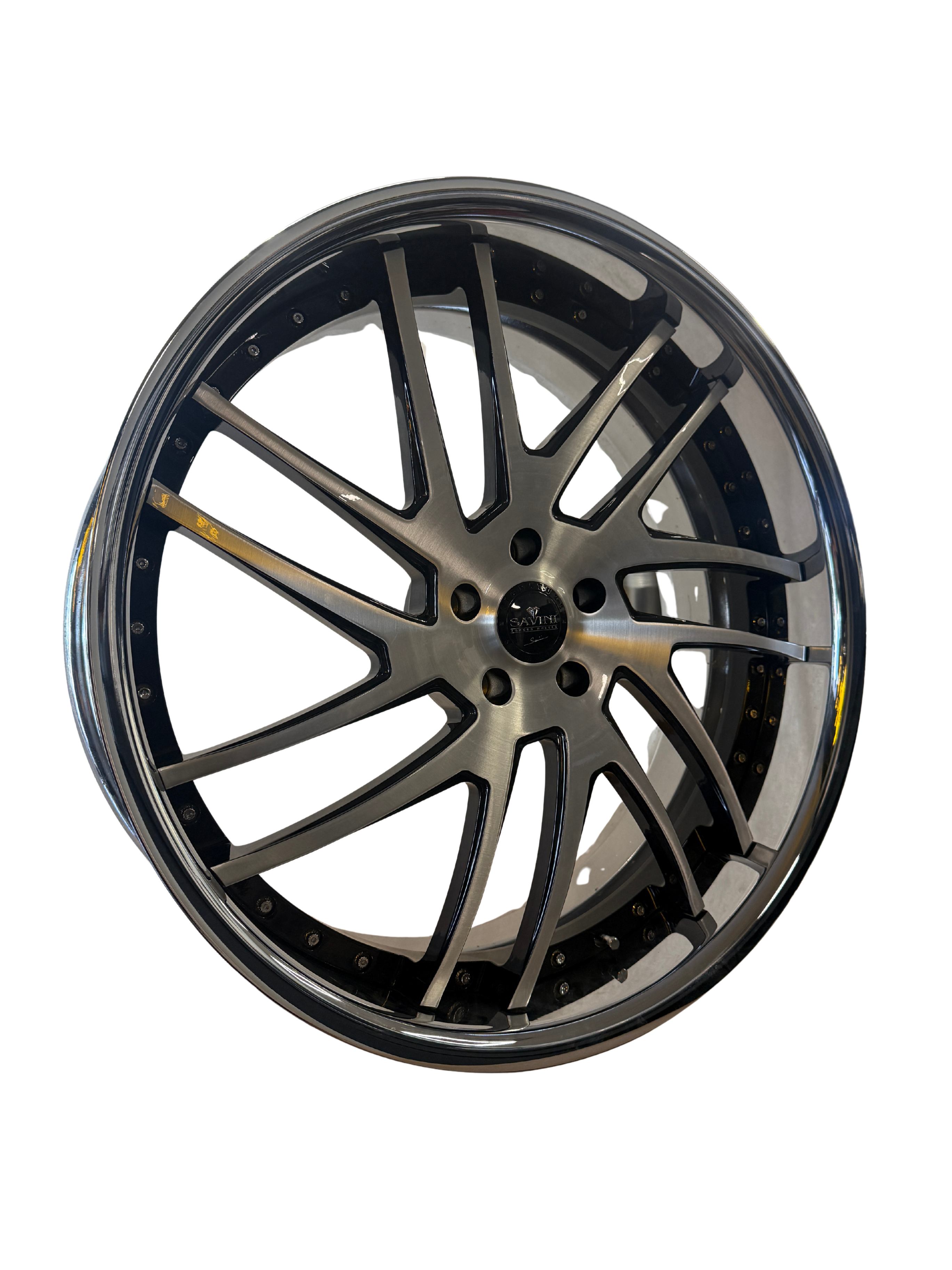 Savini SV49, 24x9.5, 5x120, ET35, CB72.56, Brushed Black Chrome Lip