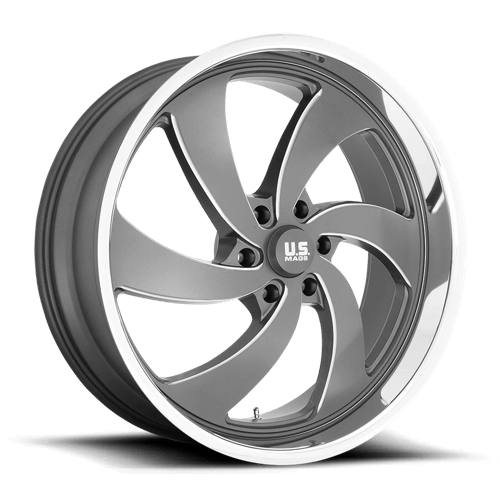 US Mag 1PC U133 DESPERADO, 24X9, 6X135, ET25, CB87.1, ANTHRACITE MILLED DIAM-CUT LIP