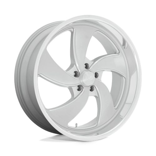 US Mag 1PC U134 DESPERADO, 22X10.5, 5X120.65, ET1, CB72.56, SILVER BRUSH FACE MILL DC-LIP